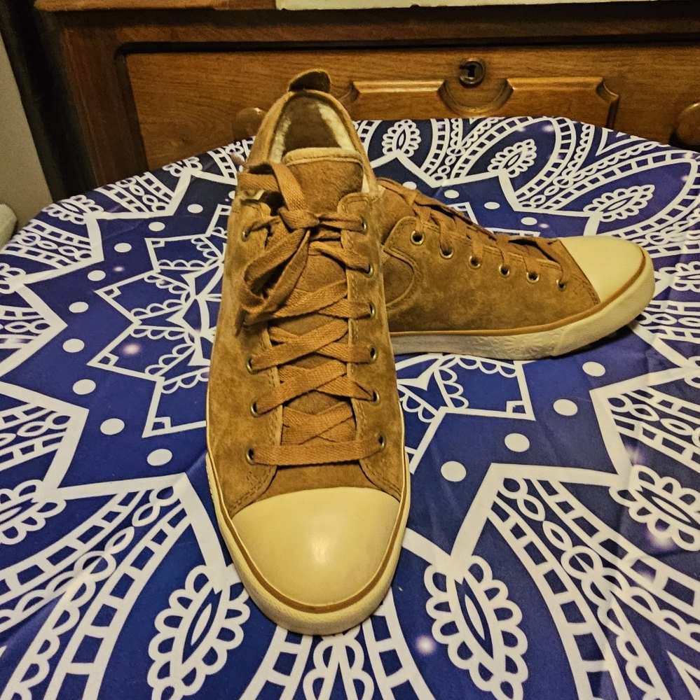 Ugg Australia Women's Sneakers Evera Chestnut Suede Fur Lined Sz 8 NEW
